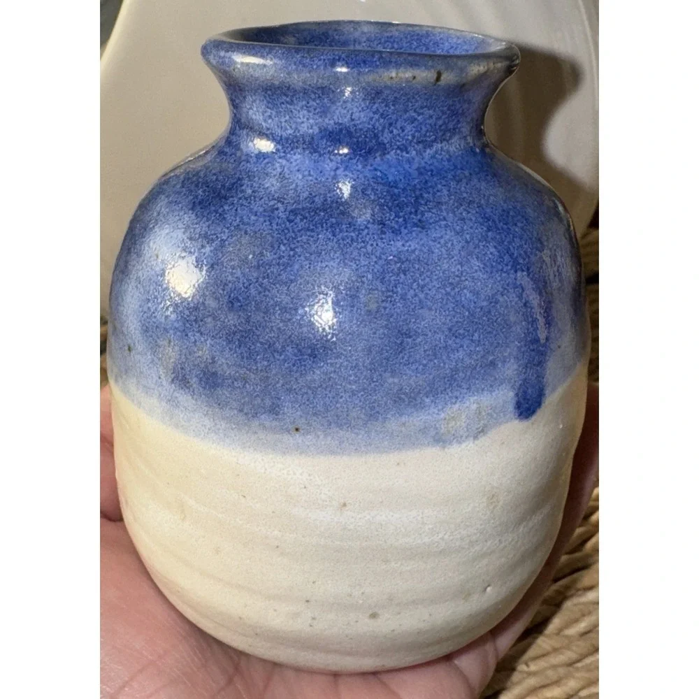 Blue/ Grayish Glazed Bud Vase *Stoneware 3.75